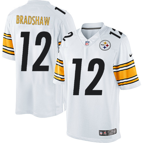 Men's Limited Terry Bradshaw Nike Jersey White Road - #12 NFL Pittsburgh Steelers